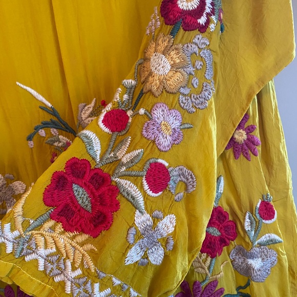 Johnny Was embroidered Edith Tunic yellow gold XL - Picture 13 of 14